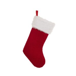 Glitzhome 20 in. Polyester Knitted Stocking with Faux Fur Cuff (2-Pack)