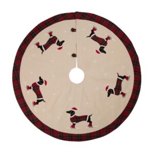Glitzhome 48 in. D Fabric Christmas Tree Skirt - Dachshund