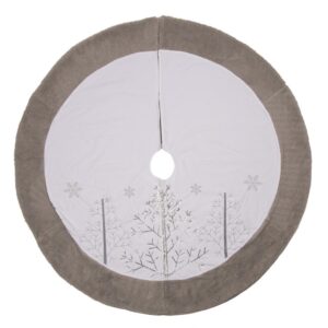 Glitzhome 48 in. D White Fleece Christmas Tree Skirt