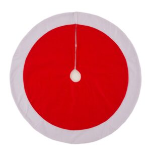 Glitzhome 48 in. D Red and White Felt Christmas Tree Skirt