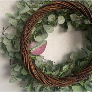 Glitzhome 24 in. Green Unlit Seasonal Artificial Christmas Wreath with Eucalyptus