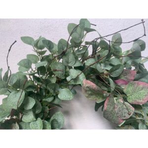 Glitzhome 24 in. Green Unlit Seasonal Artificial Christmas Wreath with Eucalyptus