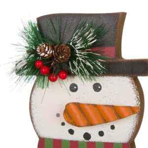 Glitzhome 6.50 in. H Wooden/Metal Snowman Head Stocking Holder