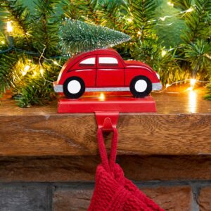 Glitzhome 5.31 in. H Wooden/Metal Red Car Stocking Holder