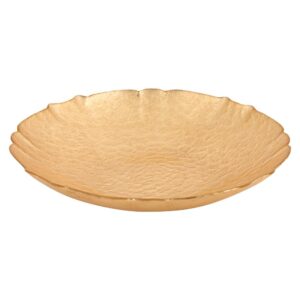 Badash Crystal Victoria Authentic 12 in. 32 oz. Gold Leaf on Glass Bowl