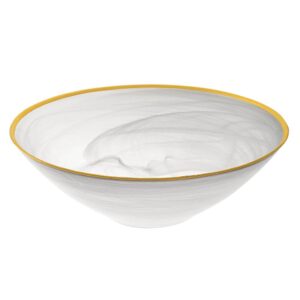 Badash Crystal 10 in. 32 oz. White Glass Alabaster Bowl with Gold Rim
