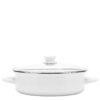 Golden Rabbit Enamelware 5 qt. Porcelain-Coated Steel Saute Pan in Solid White with Glass Lid
