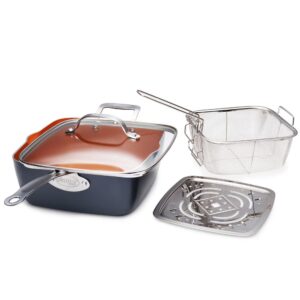 Gotham Steel 9.5 in. Ti-Ceramic Non-Stick  Deep Square Fry Pan Set (4-Piece )