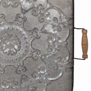 Benjara Classic Fashioned Ravello Square Gray Wood and Iron Tray