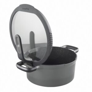 BergHOFF GEM Stay Cool 3 qt. Cast Aluminum Nonstick Casserole Dish in Gray with Glass Lid