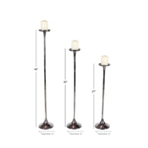 LITTON LANE 40 in. x 32 in. and 37 in. Modern Gray Aluminum Candle Holder (Set of 3)