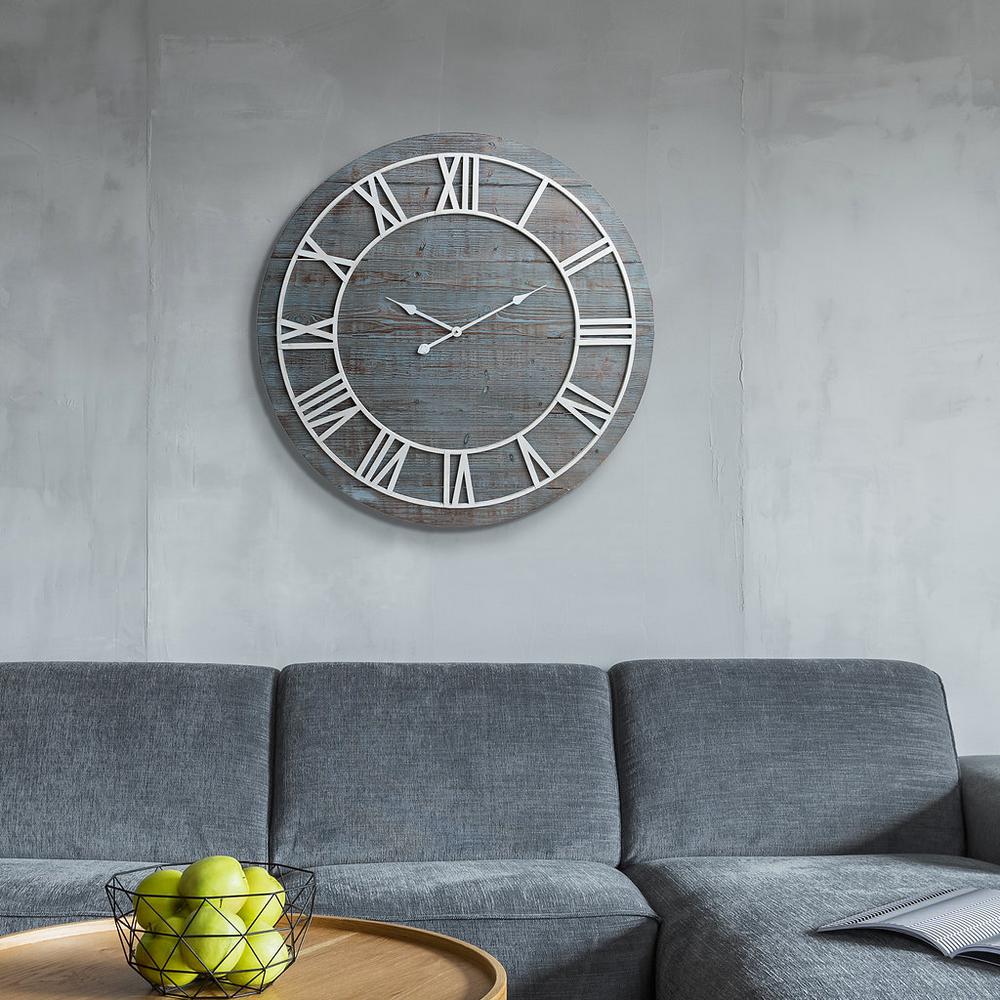 Pinnacle Wood Plank Frameless Washed Gray Wall Clock