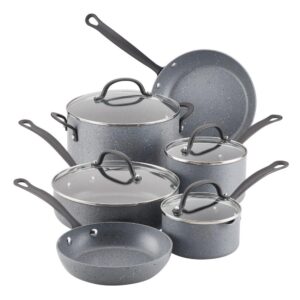 Farberware Quartz 10-Piece Aluminum Nonstick Cookware Set in Gray Speckle
