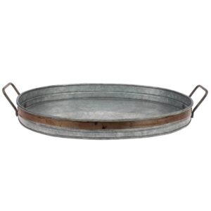 Stonebriar Collection Aged Galvanized with Rust Metal Metal Trim Decorative Tray