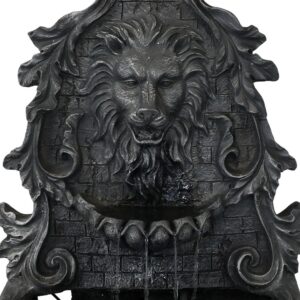 Sunnydaze Decor 30 in. Stoic Courage Lion Head Solar Wall Fountain - Battery Backup