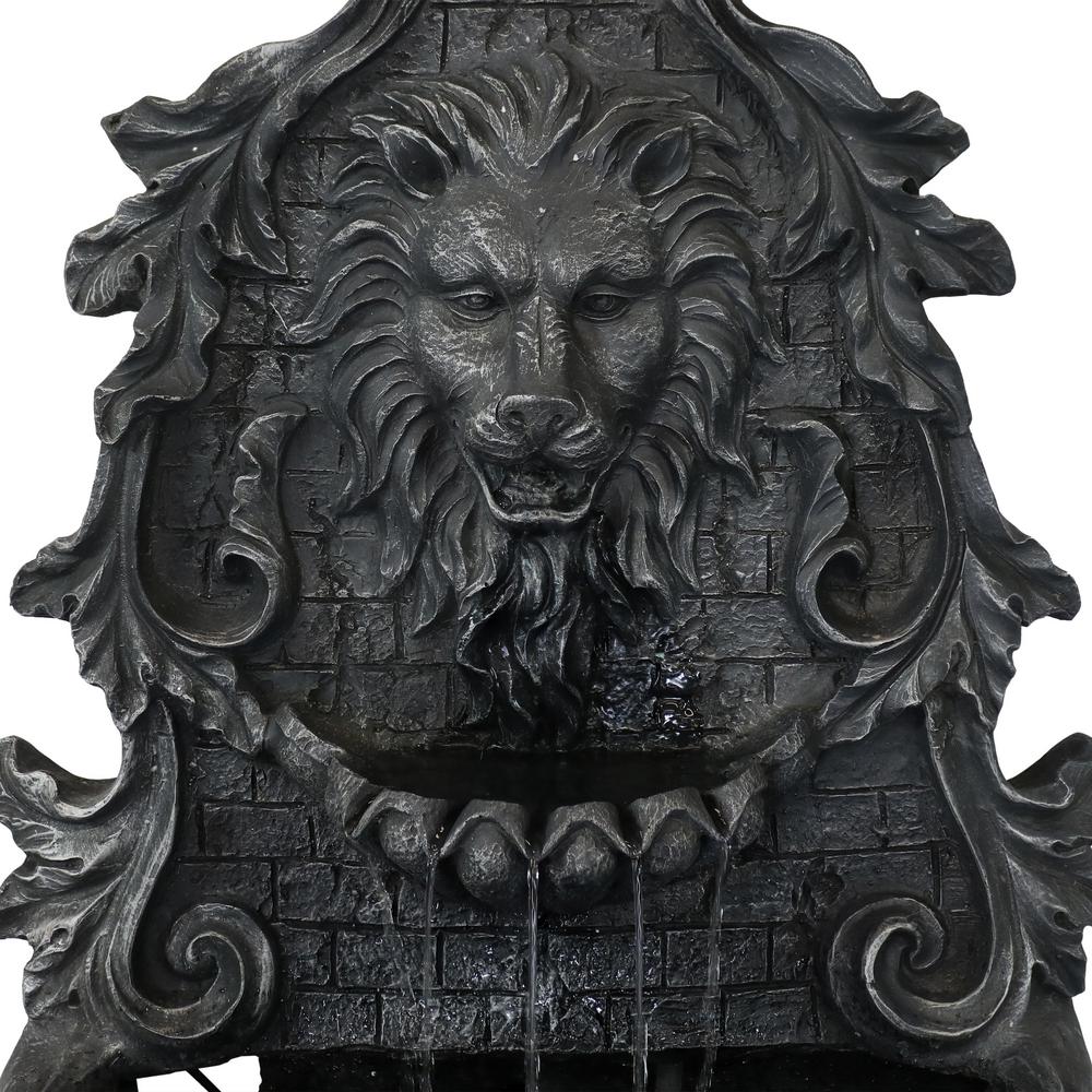 Sunnydaze Decor 30 in. Stoic Courage Lion Head Solar Wall Fountain - Battery Backup