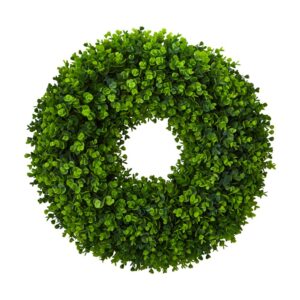 Nearly Natural 25 in. Indoor Eucalyptus Artificial Wreath