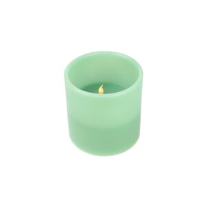 Northlight 6 in. Sage Green Battery Operated Flameless LED Lighted 3-Wick Flickering Wax Christmas Pillar Candle