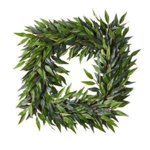 Pure Garden 22 in. Square Artificial Ficus Microphylla Leaf Wreath