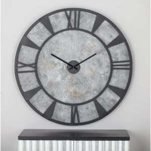 LITTON LANE 35 in. x 35 in. Modern Iron and Wood Wall Clock