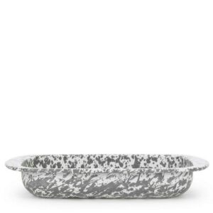 Golden Rabbit Grey Swirl 4.5 qt. Enamelware Baking Pan
