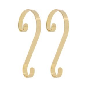 Haute Decor Brass Stocking Scroll Stocking Holder (2-Pack)