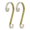 Haute Decor 6 in. Steel Gold Glitter Stocking Scrolls Holders (2-Pack)