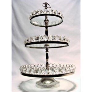 Heim Concept 20 in. H 3-Tier Glastainless Steel/Nip Stand Detachable Crystal Border (Plates 8/10/12 in.)