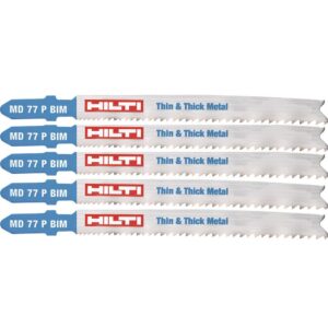Hilti 3 in. 10 TPI to 21 TPI MD 77 Bi-Metal T-Shank Premium Jig Saw Blade for Cutting Thin to Thick Metal (5-Pack)