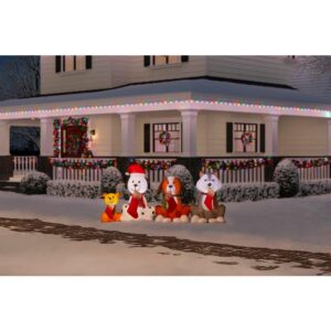 Home Accents Holiday 3.74 ft. H x 7.5 ft. W Inflatable Puppy Pals with Stockings