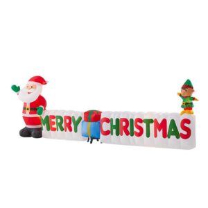 Home Accents Holiday 12 ft Giant-Sized LEF Inflatable Merry Christmas Sign Scene