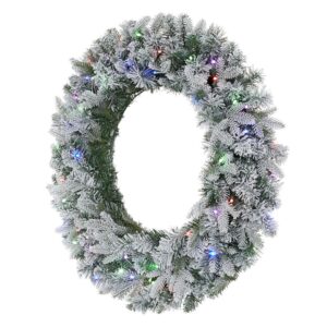 Home Accents Holiday 30 in. Starry Light Flocked Pine LED Prelit Wreath with 50-Lights and Timer