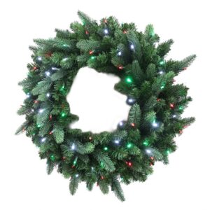 Home Accents Holiday 36 in. Christmas Bright Pre-lit LED Artificial Spruce Wreath with Red,Green, and Cool White Lights