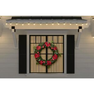 Home Accents Holiday 36 in Berry Bliss Battery Operated Mixed Pine LED Pre-Lit Artificial Wreath with Timer