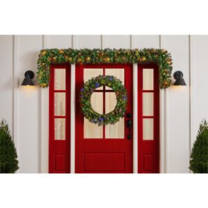 Home Accents Holiday 32 in. Norwood Fir Artificial Wreath with Multi-LED Light