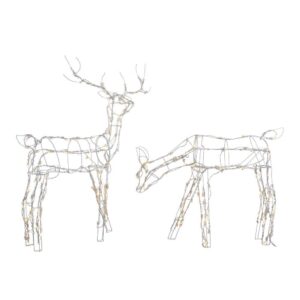 Home Accents Holiday 48 in. and 36 in. Pre-Lit LED White Wire Deer and Doe Set