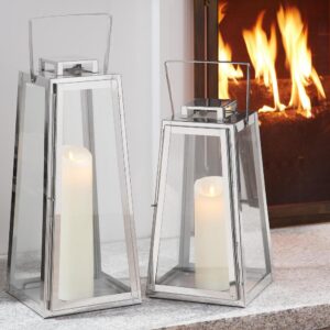 Home Decorators Collection Silver Metal Candle Hanging or Tabletop Lantern (Set of 2)