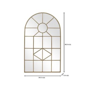 Home Decorators Collection Medium Arched Gold Windowpane Classic Accent Mirror (39 in. H x 24 in. W)