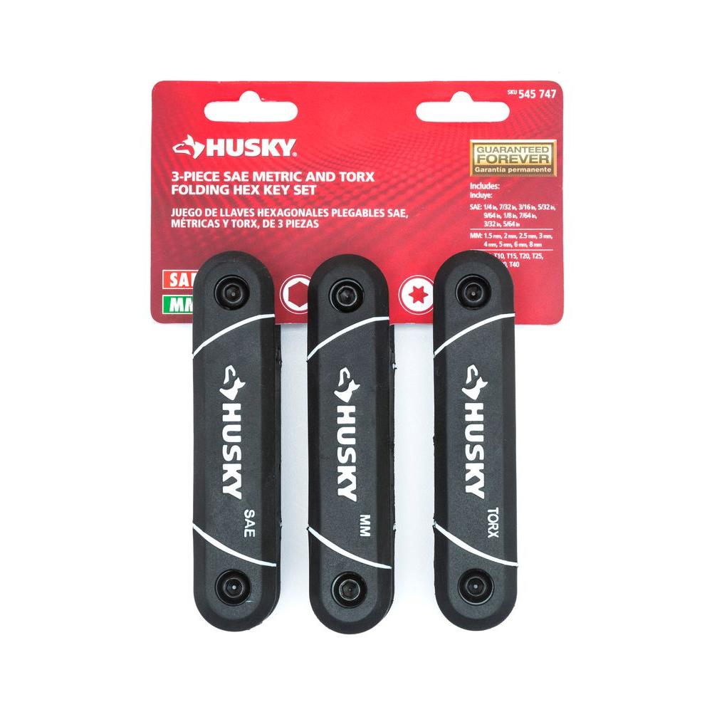 Husky SAE/Metric Folding Hex Key Set With Bonus Torx Set (3-Piece)