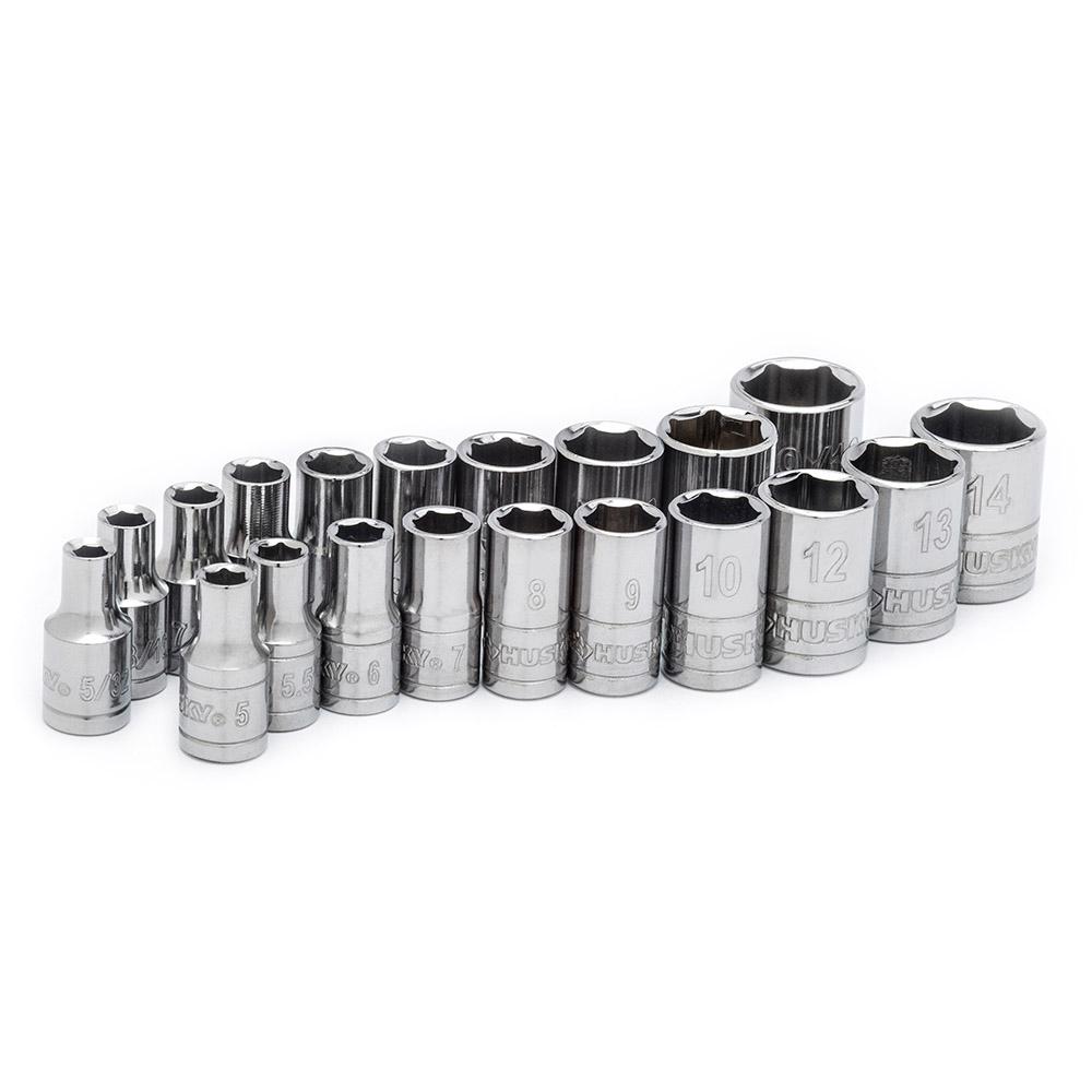 Husky 1/4 in. Drive Ratchet SAE/Metric Socket Set (30-Piece)
