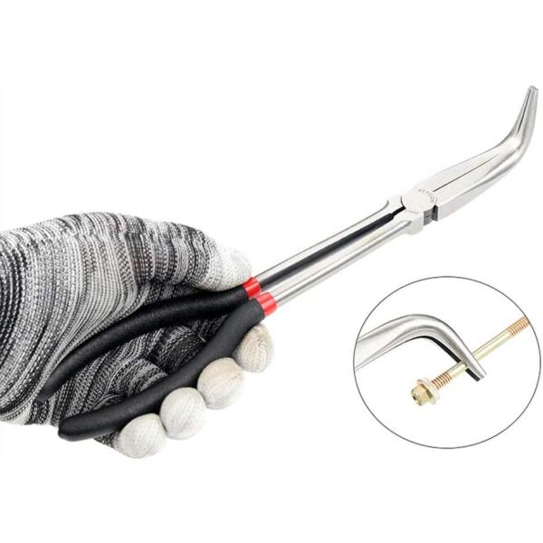 KING 11 in. Straight 90-Degree, 45-Degree, Hose and Cable, and Long Flat Nose Pliers Set (5-Pieces)