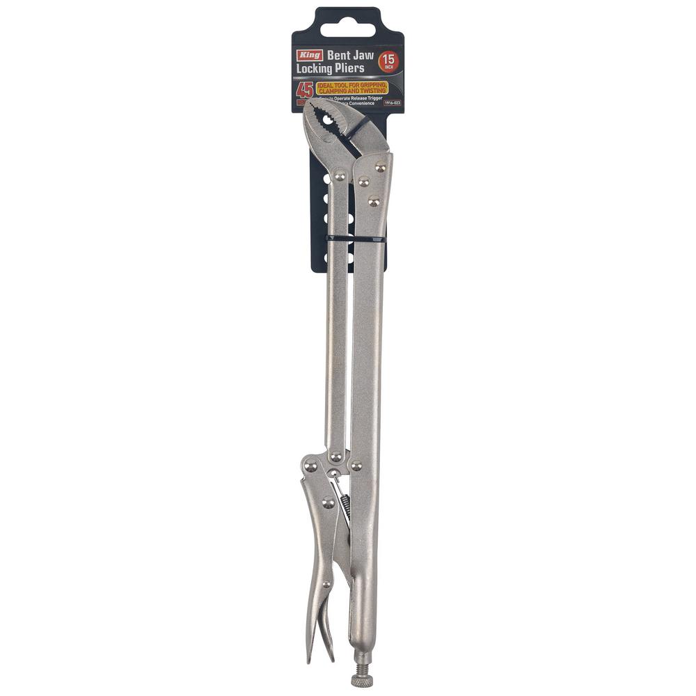KING 15 in. L Reach 45-Degree Bent Jaw Locking Pliers