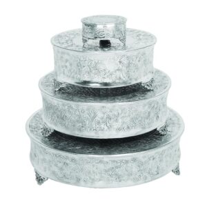 LITTON LANE Silver Aluminum Set of 4 Cake Stands (4-Pack)