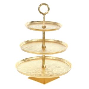 LITTON LANE 3-Tier Modern Aluminum Cake Stand in Gold