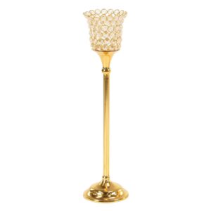 LITTON LANE Gold Aluminum Candle Holders with Bead Accents (Set of 3)