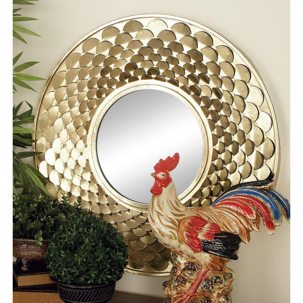 LITTON LANE Medium Round Gold Contemporary Mirror (32 in. H x 32 in. W)