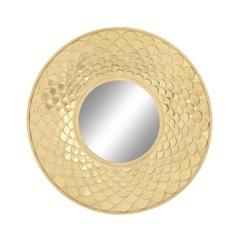 LITTON LANE Medium Round Gold Contemporary Mirror (32 in. H x 32 in. W)