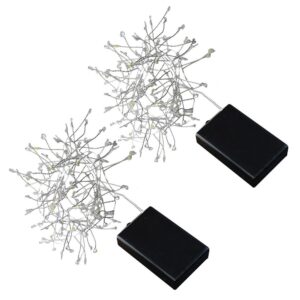 LUMABASE 5 ft. 100-Light LED White Firecracker String Lights with Silver Cord (2-Pack)