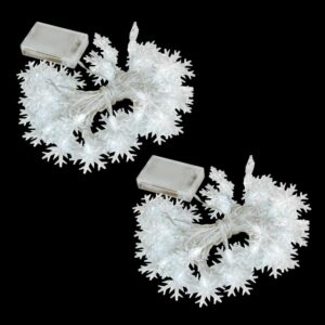 LUMABASE Battery Operated LED White String Lights - Snowflake (Set of 2)