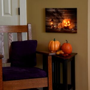 LUMABASE 12 in. x 15.75 in. x 0.75 in. Jack O' Lantern Battery Operated Lighted Wall Art